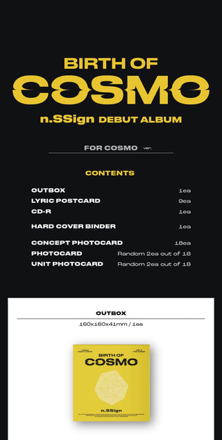 n.SSign Debut Album BIRTH OF COSMO - FOR COSMO Version Inclusions Out Box