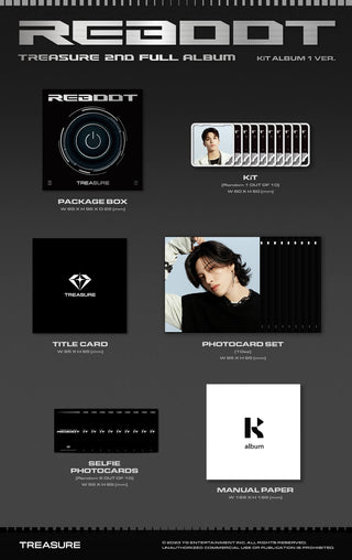 TREASURE REBOOT - KiT Version Inclusions Package Box AiR-Kit Title Card Photocard Set Selfie Photocards Manual Paper