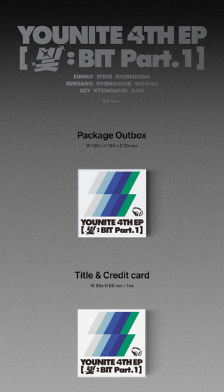 YOUNITE 4th Mini Album 빛 : BIT Part.1 - KiT Version Inclusions Package Out Box Title & Credit Card