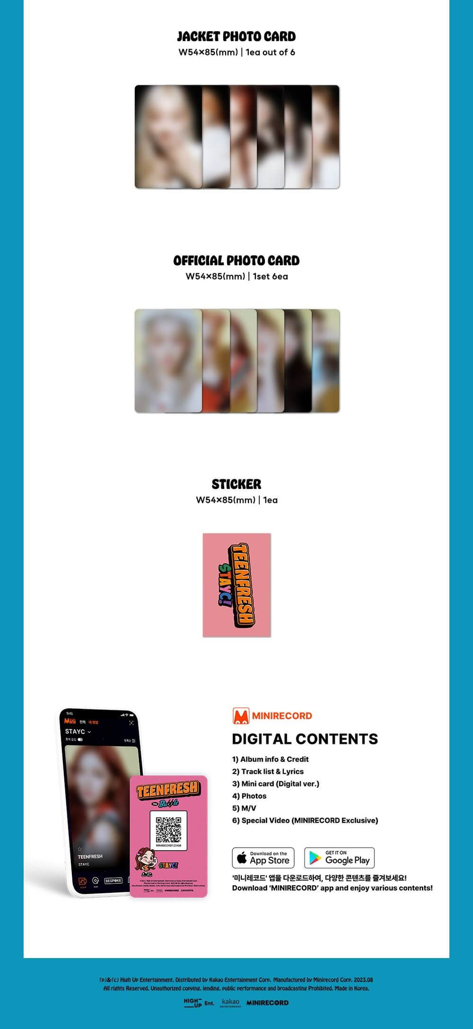 STAYC 3rd Mini Album TEENFRESH - Platform Version Inclusions Jacket Photocard Official Photocards Sticker