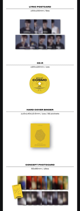 n.SSign Debut Album BIRTH OF COSMO - FOR COSMO Version Inclusions Lyric Postcard CD Hard Cover Binder Concept Photocard