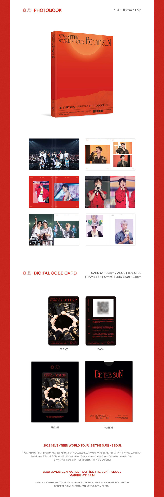 SEVENTEEN WORLD TOUR BE THE SUN - SEOUL Digital Code Inclusions Photobook Digital Code Card