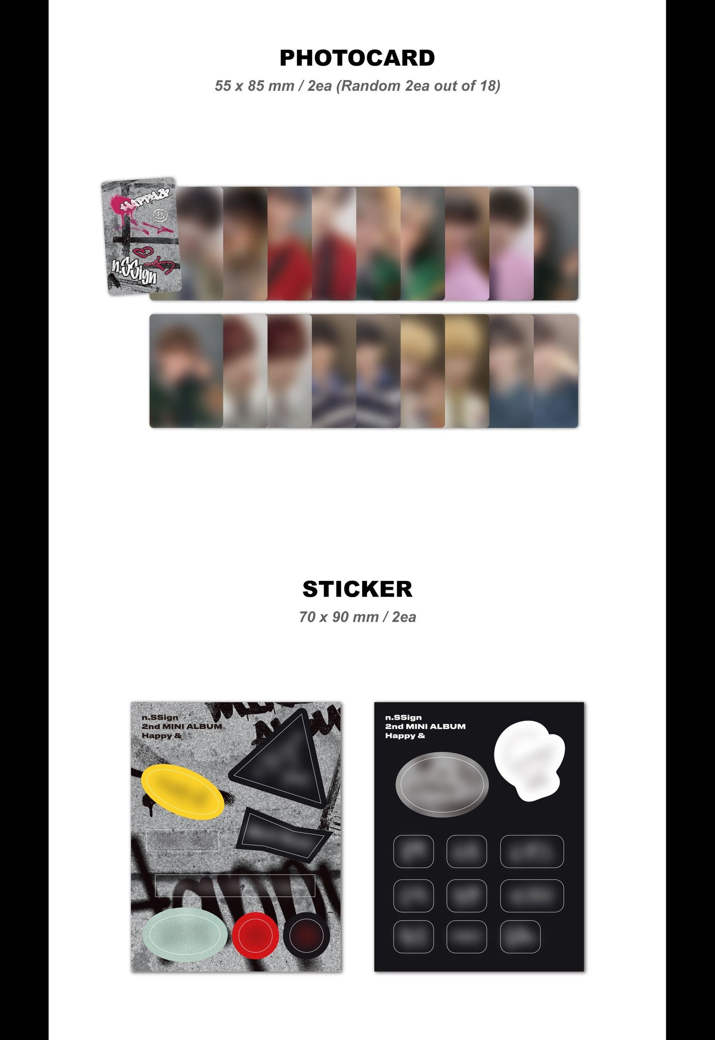 n.SSign 2nd Mini Album Happy & - POCA Version Inclusions Photocards Stickers