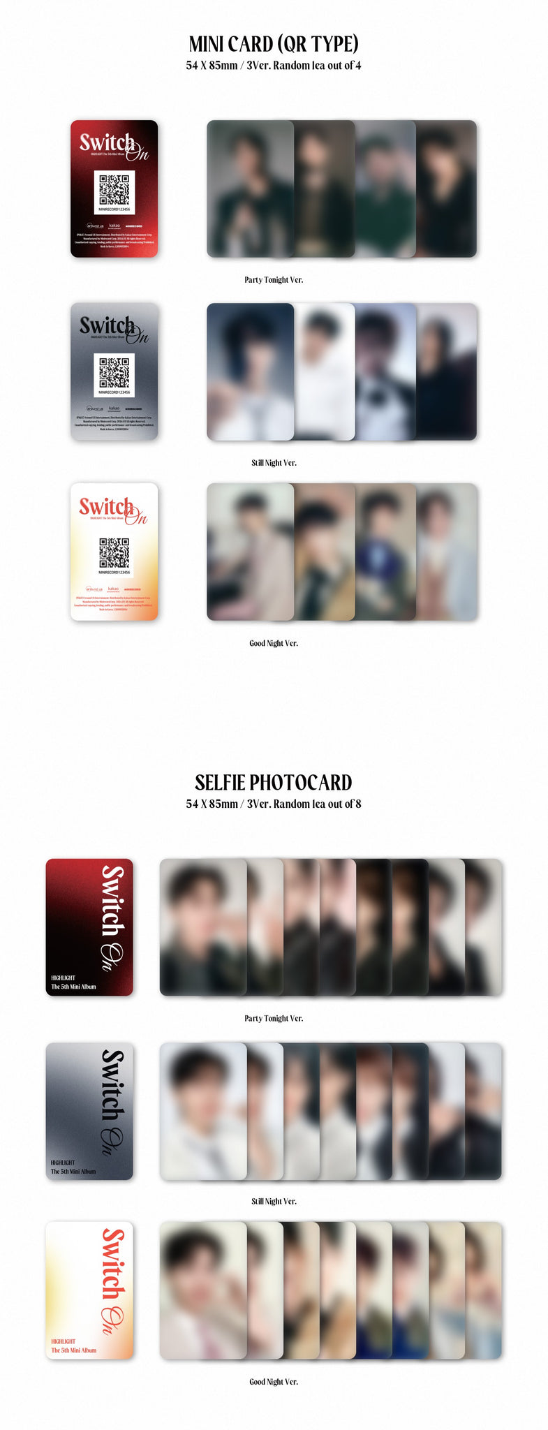 HIGHLIGHT 5th Mini Album Switch On (Platform Ver.) Inclusions Mini Card (QR Type), Selfie Photocard