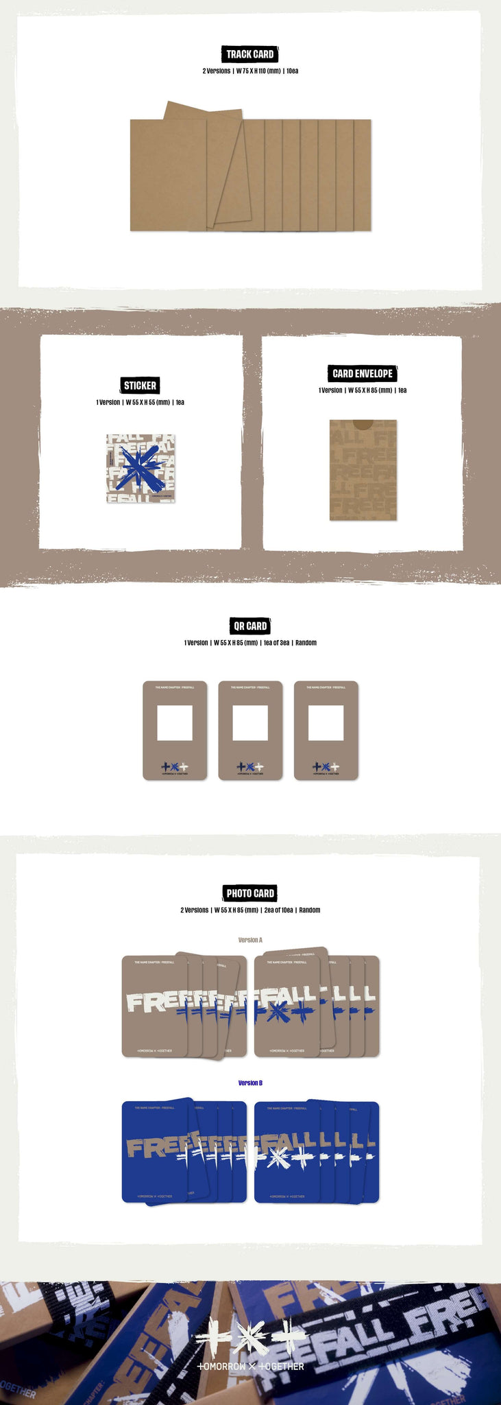 TXT 3rd Full Album The Name Chapter: FREEFALL Weverse Albums Version Inclusions Track Cards Sticker QR Card Photocards