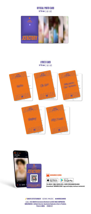 Jaechan 1st Mini Album JCFACTORY Platform Version Inclusions Official Photocards Lyrics Cards