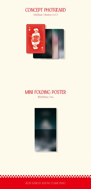  Jeon Somi EP Album GAME PLAN - Jewel Version Inclusions Concept Photocard Mini Folding Poster