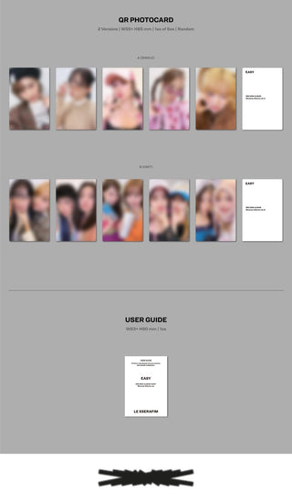 LE SSERAFIM 3rd Mini Album EASY - Weverse Albums Version Inclusions QR Photocard User Guide