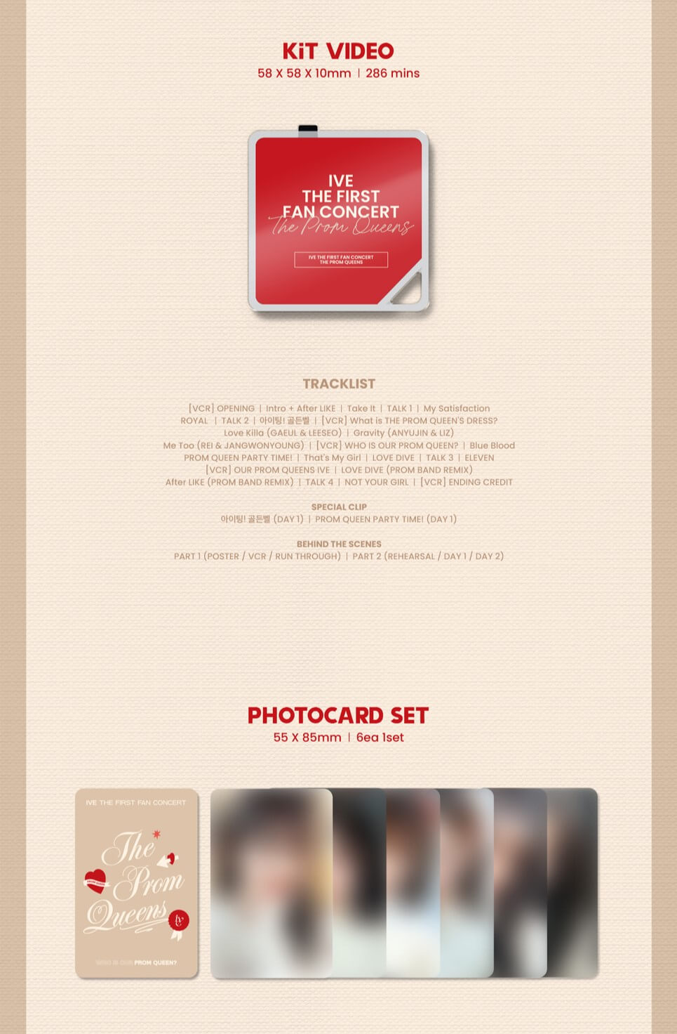 IVE THE FIRST FAN CONCERT The Prom Queens KiT Inclusions KiT Video Photocard Set 