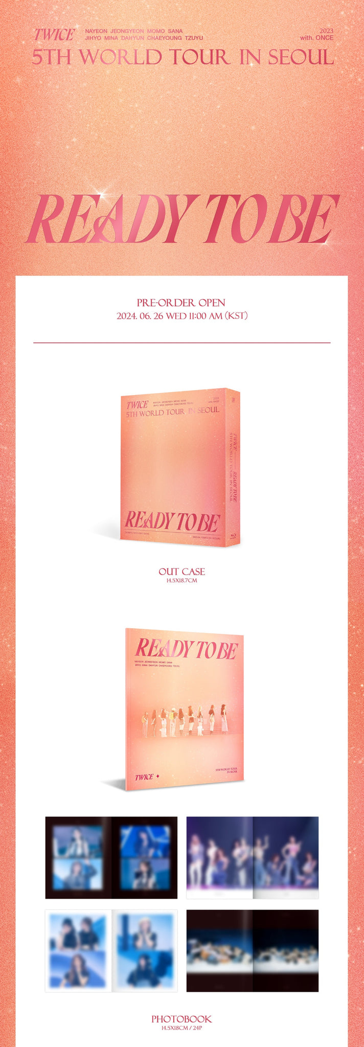 TWICE 5TH WORLD TOUR 'READY TO BE' IN SEOUL Blu-ray Inclusions: Out Case, Photobook