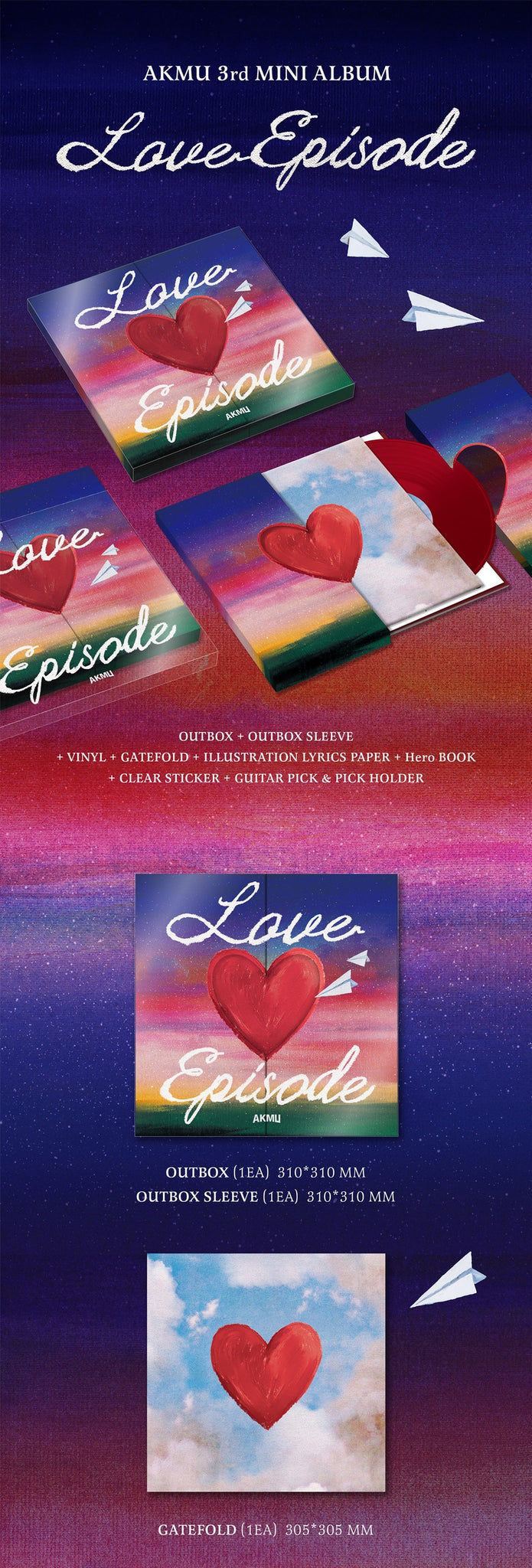 AKMU 3rd Mini Album LOVE EPISODE - Vinyl LP Inclusions: Out Box & Sleeve, Gatefold