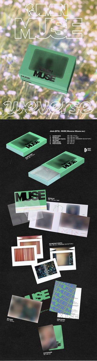 Jimin (BTS) 2nd Solo Album MUSE - Weverse Albums Version Inclusions: Sleeve Box, Booklet, 3D Instant Photo, QR Card, Photocard, User Guide