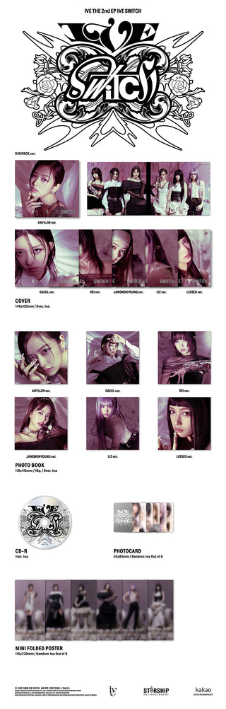 IVE 2nd EP Album IVE SWITCH - Digipack Version Inclusions: Cover, Photobook, CD, Photocard, Mini Folded Poster
