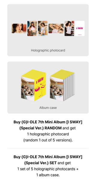 (G)I-DLE 7th Mini Album I SWAY Weverse Pre-order Benefits: Holographic Photocard, Album Case