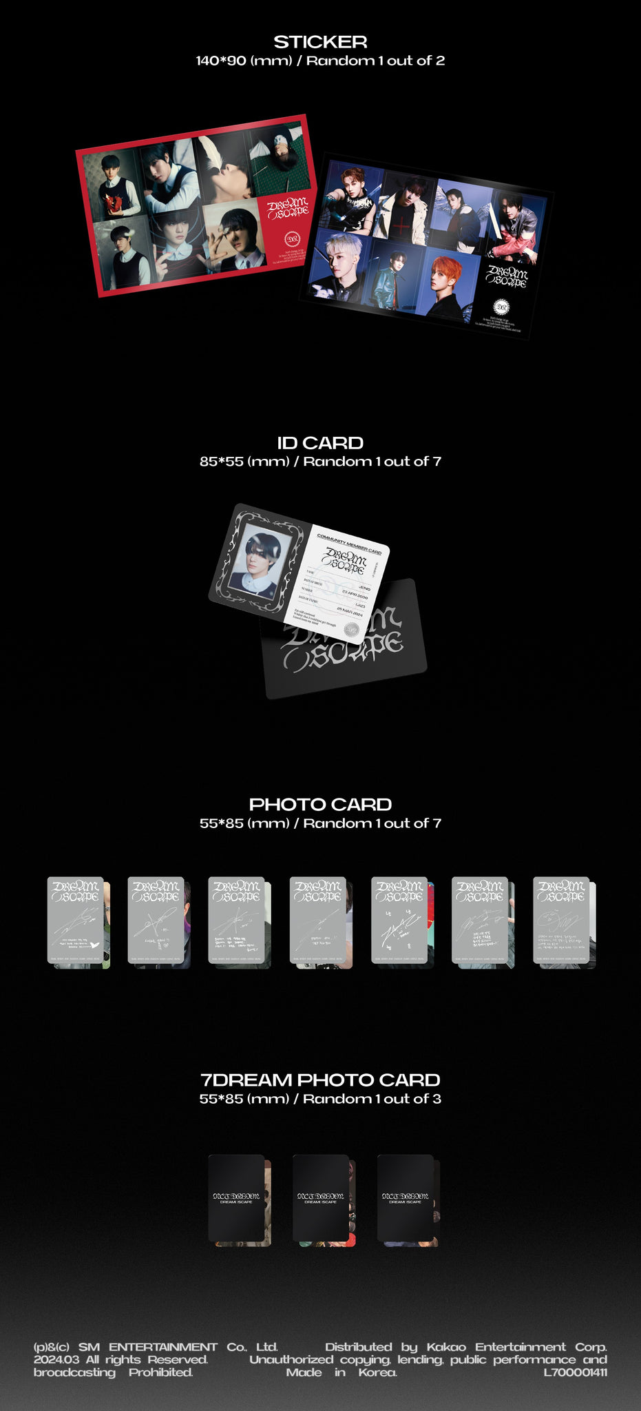 NCT DREAM - DREAM( )SCAPE - DREAMini Version Inclusions: Sticker, ID Card, Photocard, 7DREAM Photocard