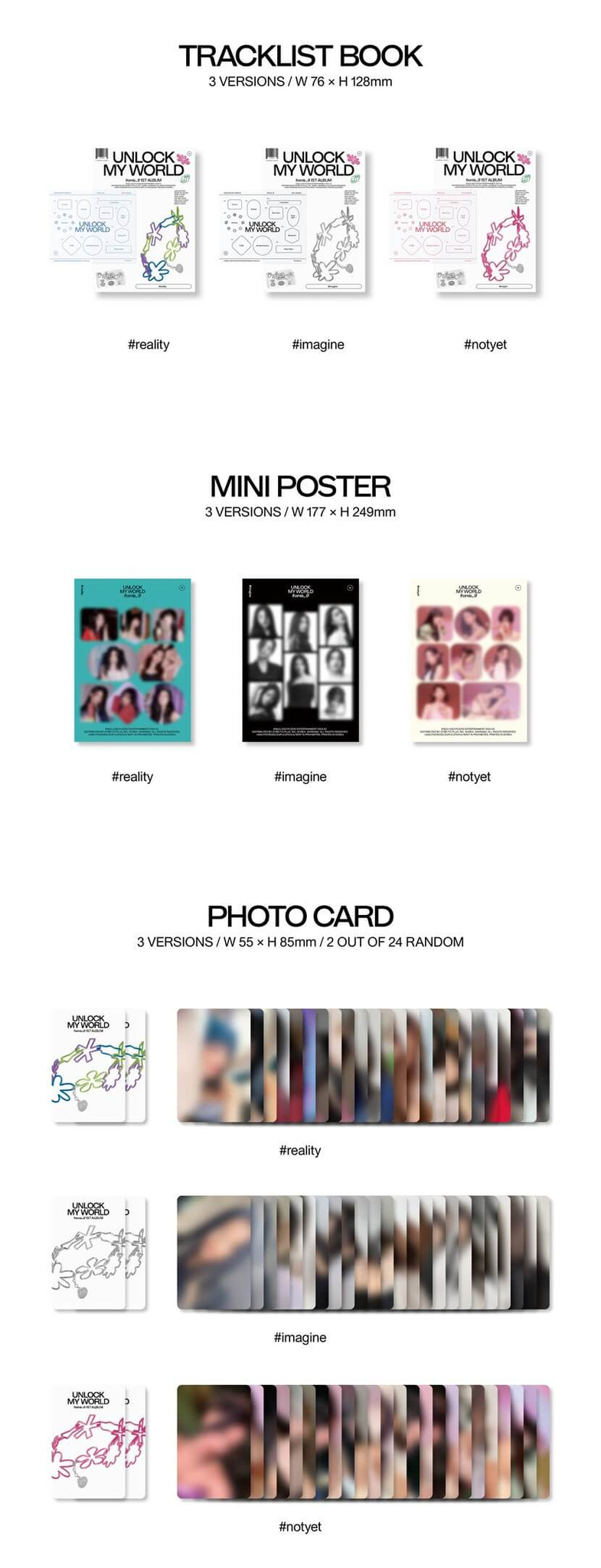 fromis_9 1st Full Album Unlock My World Inclusions Tracklist Book Mini Poster Photocards