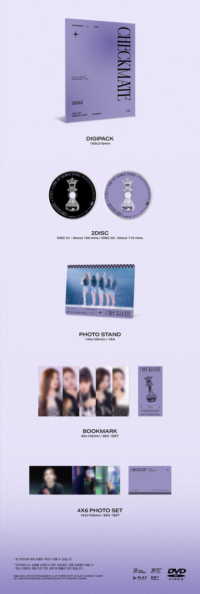 2022 ITZY THE 1ST WORLD TOUR CHECKMATE in SEOUL DVD Inclusions Digipack 2Discs Photo Stand Bookmark 4x6 Photo Set