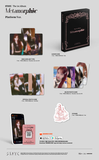 STAYC 1st Full Album Metamorphic - Platform Version Inclusions: Album Case, Mini Card (QR Type), Selfie Photocard, Official Photocard Set, Sticker