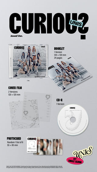 UNIS 1st Single Album CURIOUS - Jewel Version Inclusions: Booklet, CD, Cover Film, Photocard