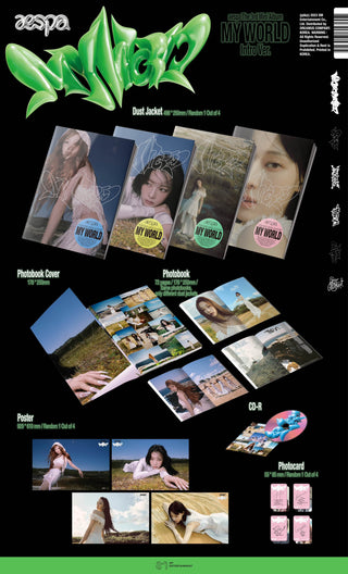 aespa MY WORLD - Intro Version Inclusions Dust Jacket Photobook Cover Photobook CD Photocard 1st Press Only Poster
