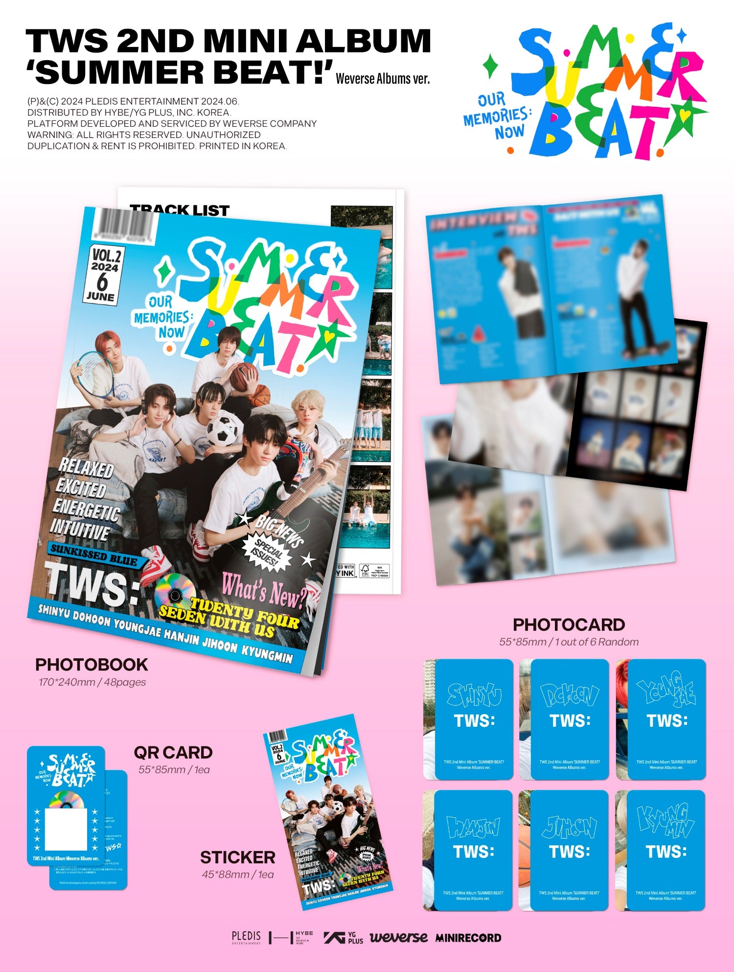 TWS 2nd Mini Album SUMMER BEAT! - Weverse Albums Version Inclusions: Photobook, QR Card, Sticker, Photocard