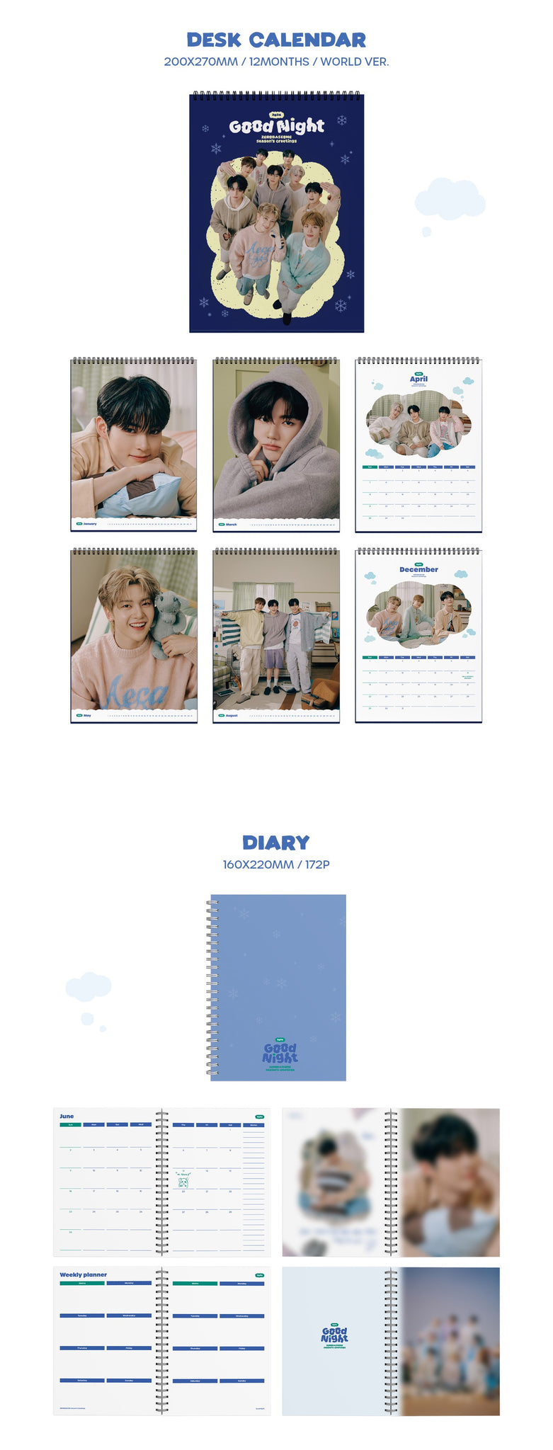 ZEROBASEONE 2024 Season's Greetings Inclusions Desk Calendar Diary