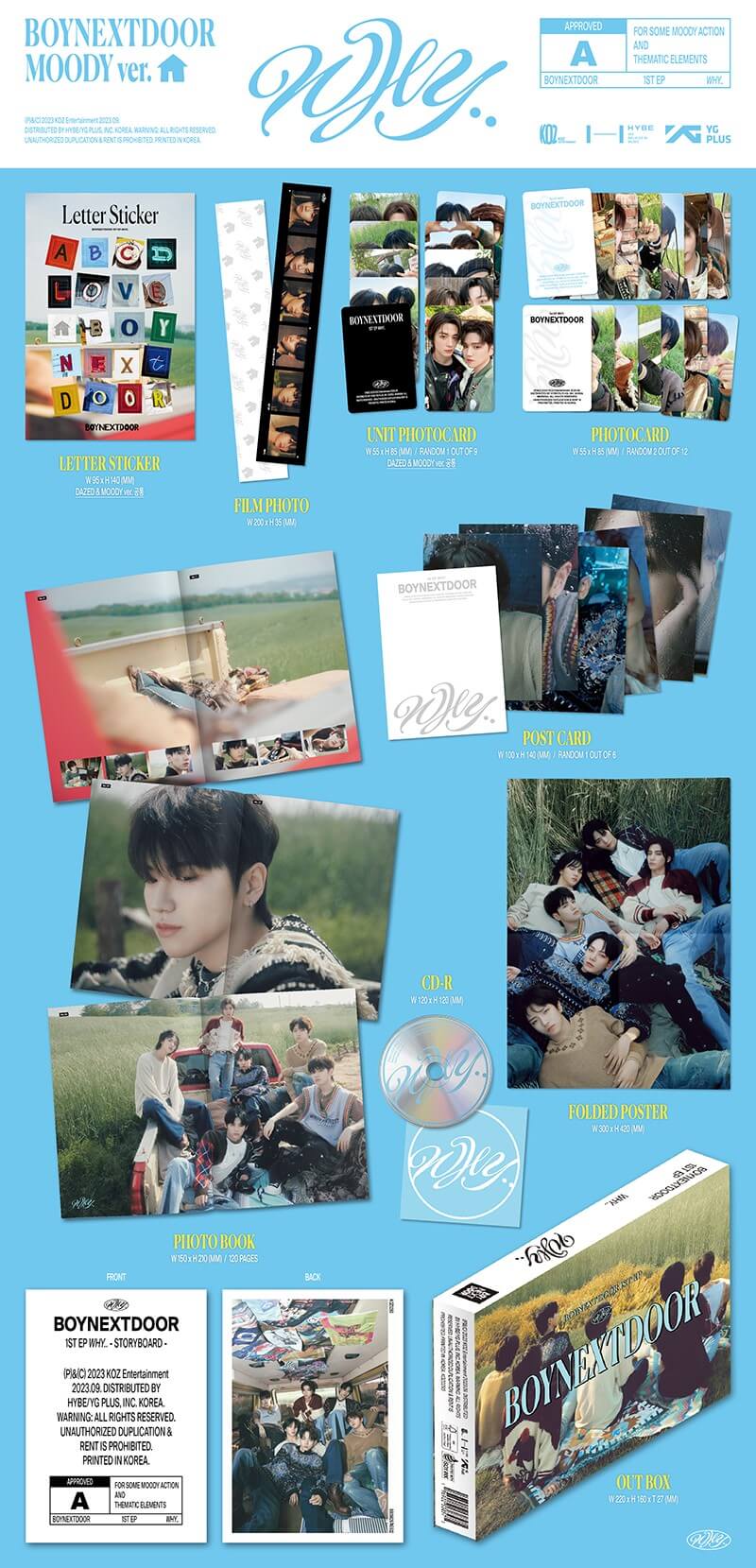 BOYNEXTDOOR 1st EP Album WHY.. Inclusions Out Box Photobook CD Postcard Folded Poster Photocards Unit Photocard Film Photo Letter Sticker