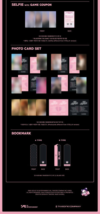 BLACKPINK THE GAME OST 'THE GIRLS' REVE BLACK Ver. Inclusions Selfie With Game Coupon Photocard Set Bookmark
