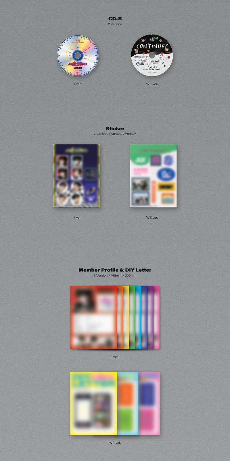 LUN8 1st Mini Album CONTINUE? Inclusions CD Sticker Member Profile & DIY Letter