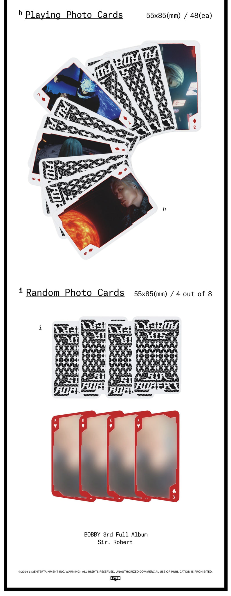 Bobby (iKON) 3rd Full Album Sir. Robert Inclusions Playing Photo Cards Random Photocards