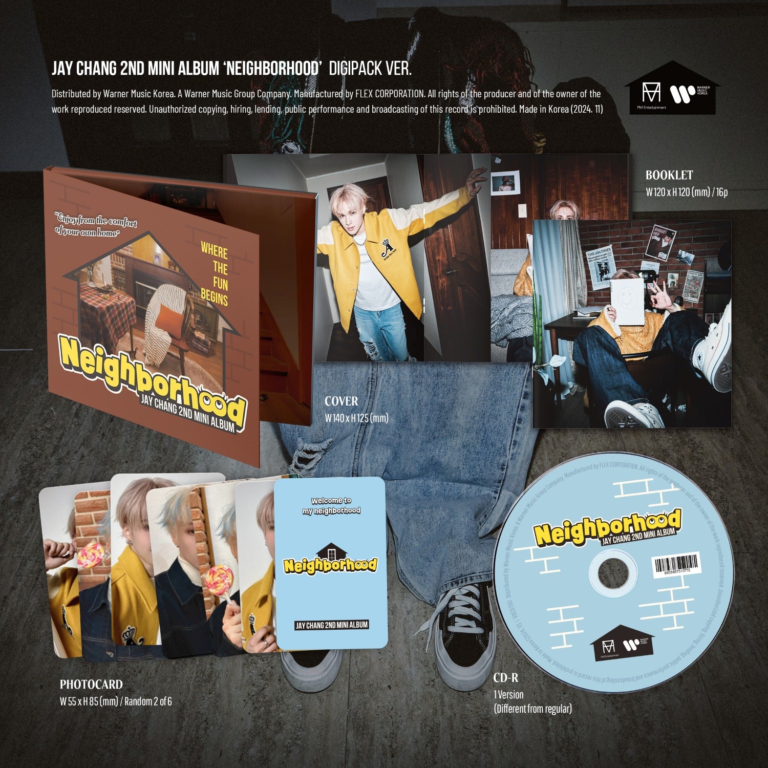 Jay Chang 2nd Mini Album Neighborhood - Digipack Version Inclusions: Cover, Booklet, CD, Photocards