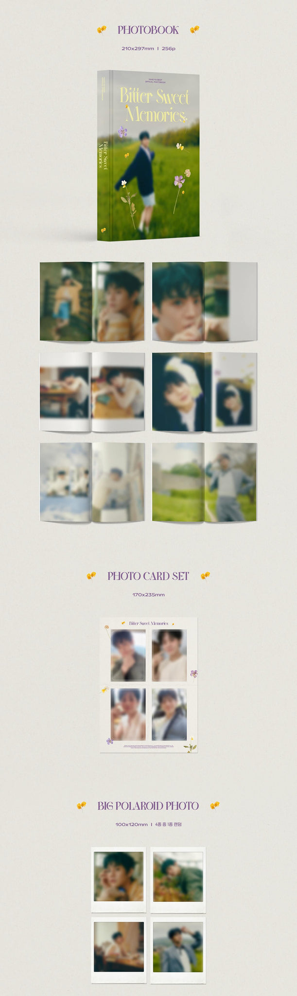 Yang Yoseop Official Photobook Bitter Sweet Memories Inclusions Photobook Photocards Big Polaroid Photo