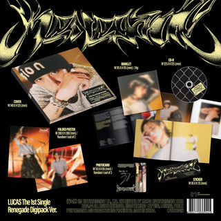Lucas 1st Single Album Renegade - Digipack Version Inclusions: Cover, Booklet, CD, Sticker, Photocard, Folded Poster