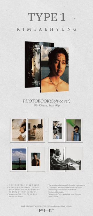 V (BTS) TYPE1 Photobook - Magazine Version Inclusions: Soft Cover Photobook (220 x 300 mm, 152 pages)