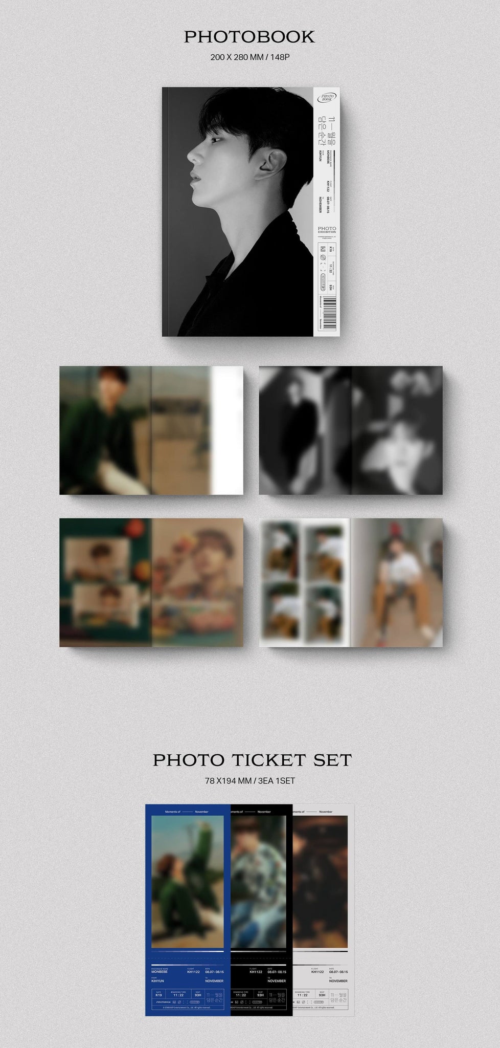 Kihyun Photobook Moments of November Inclusions Photobook Photo Ticket Set