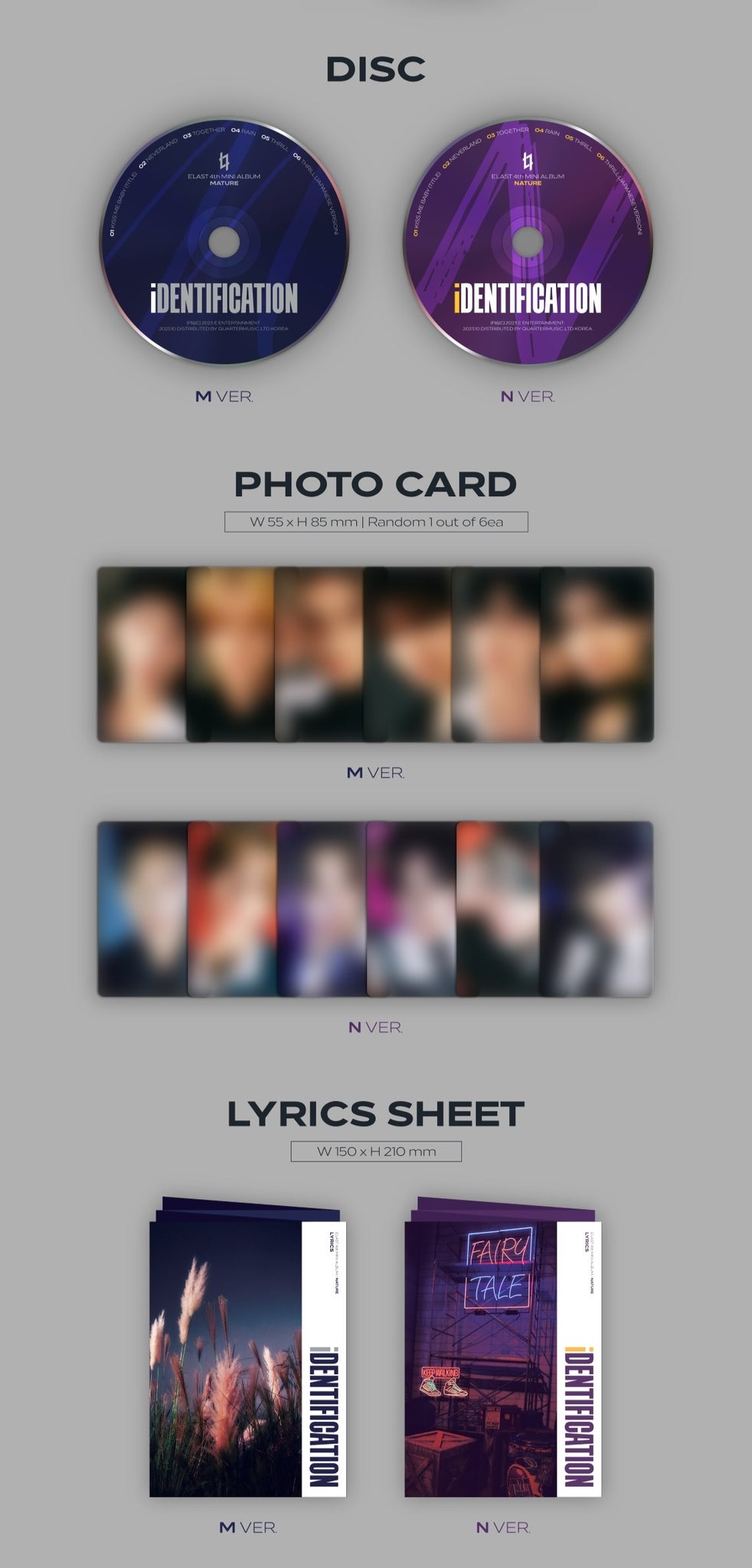 E'LAST 4th Mini Album iDENTIFICATION Inclusions CD Photocard Lyrics Sheet