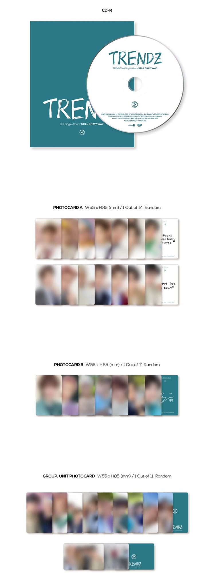 TRENDZ 3rd Single Album STILL ON MY WAY Inclusions CD Photocard A Photocard B Unit Photocard