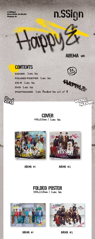 n.SSign 2nd Mini Album Happy & - ABEMA Version Inclusions Cover Folded Poster