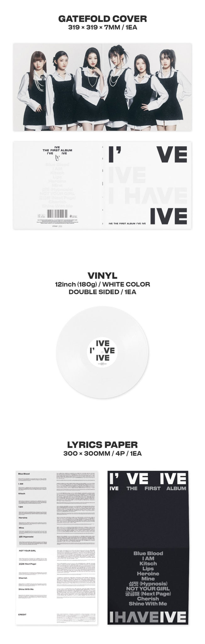 IVE 1st Full Album I've IVE - Vinyl LP Inclusions Gatefold Cover Vinyl Lyrics Paper