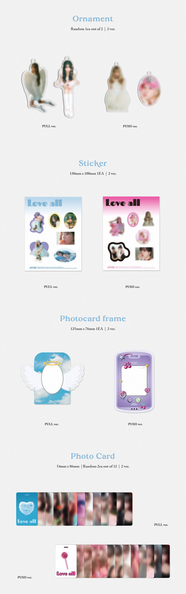 Jo YuRi 2nd Mini Album LOVE ALL Inclusions Ornament Sticker Photocard Frame Photocards