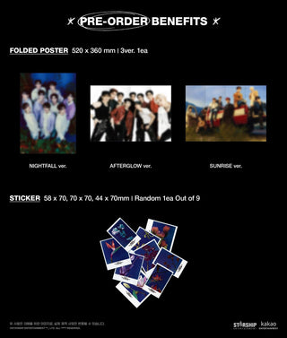 CRAVITY 7th Mini Album EVERSHINE - NIGHTFALL / AFTERGLOW / SUNRISE Version Pre-order Inclusions Folded Poster Sticker