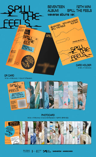 SEVENTEEN 12th Mini Album SPILL THE FEELS - Weverse Albums Version Inclusions: Card Holder, QR Card, Photocards