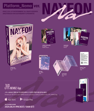 Nayeon (TWICE) 2nd Mini Album NA (Platform Version) - Nemo Album Inclusions: Album Case, Manual Card, QR Card, Photocard Set, Lyric Paper, Special Photocard