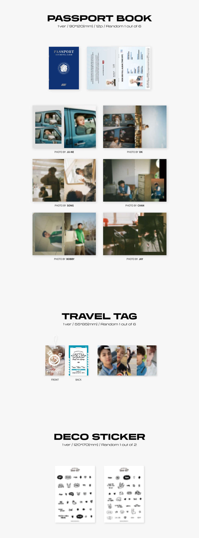 iKON TAKE OFF - U / Tantara Version Inclusions Passport Book Travel Tag Deco Sticker