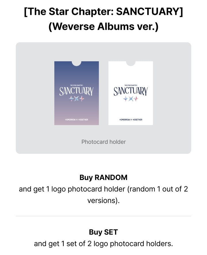 TXT 7th Mini Album The Star Chapter: SANCTUARY (Weverse Albums Version) Weverse Pre-order Benefits: Logo Photocard Holder