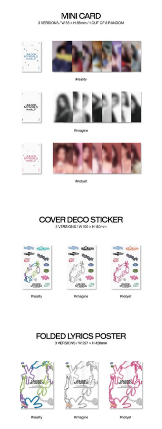 fromis_9 1st Full Album Unlock My World Inclusions Mini Card Cover Deco Sticker Folded Lyrics Poster