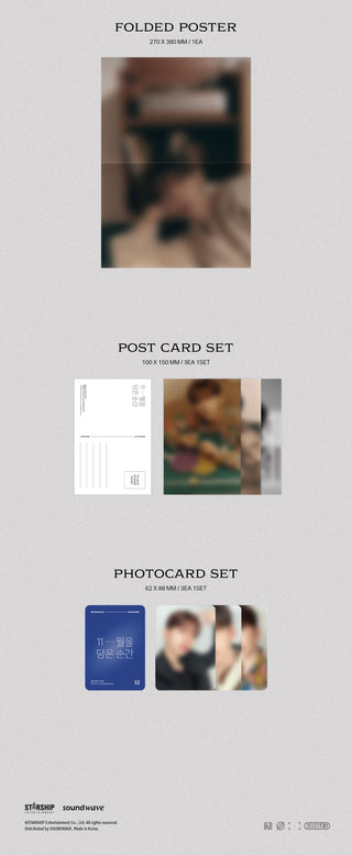 Kihyun Photobook Moments of November Inclusions Folded Poster Postcard Set Photocard Set