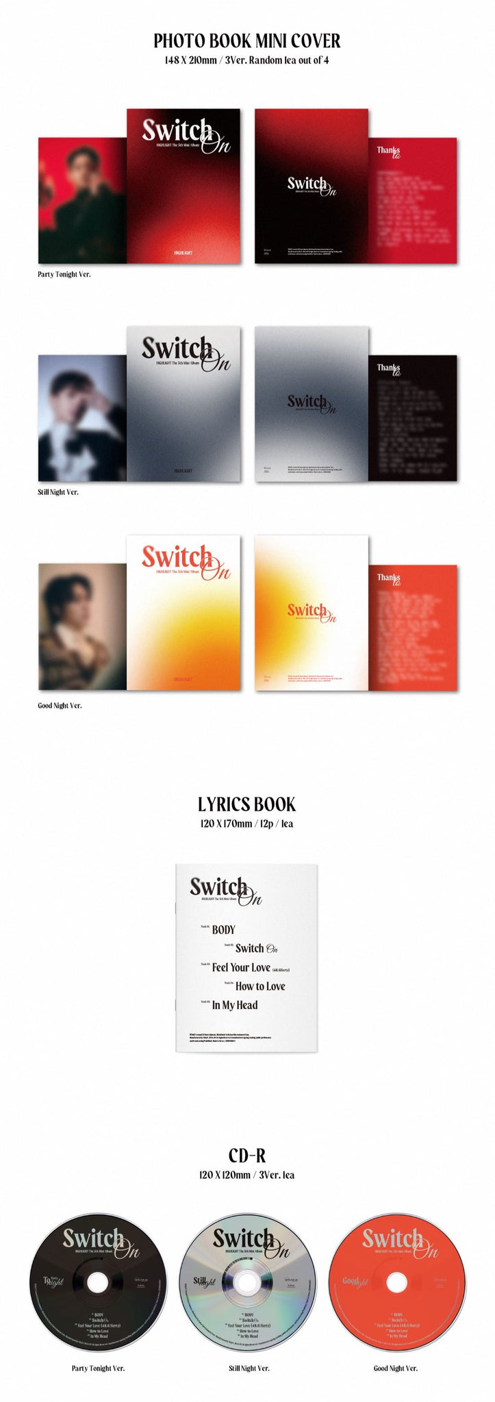 HIGHLIGHT 5th Mini Album Switch On Inclusions Photobook Mini Cover, CD