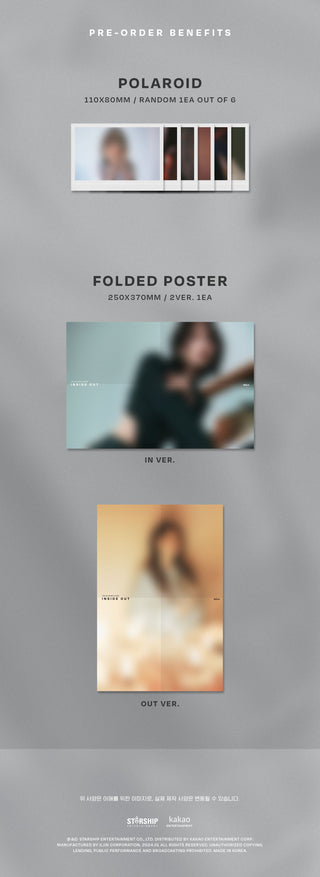 Seola 1st Single Album INSIDE OUT Pre-order Inclusions Polaroid Folded Poster
