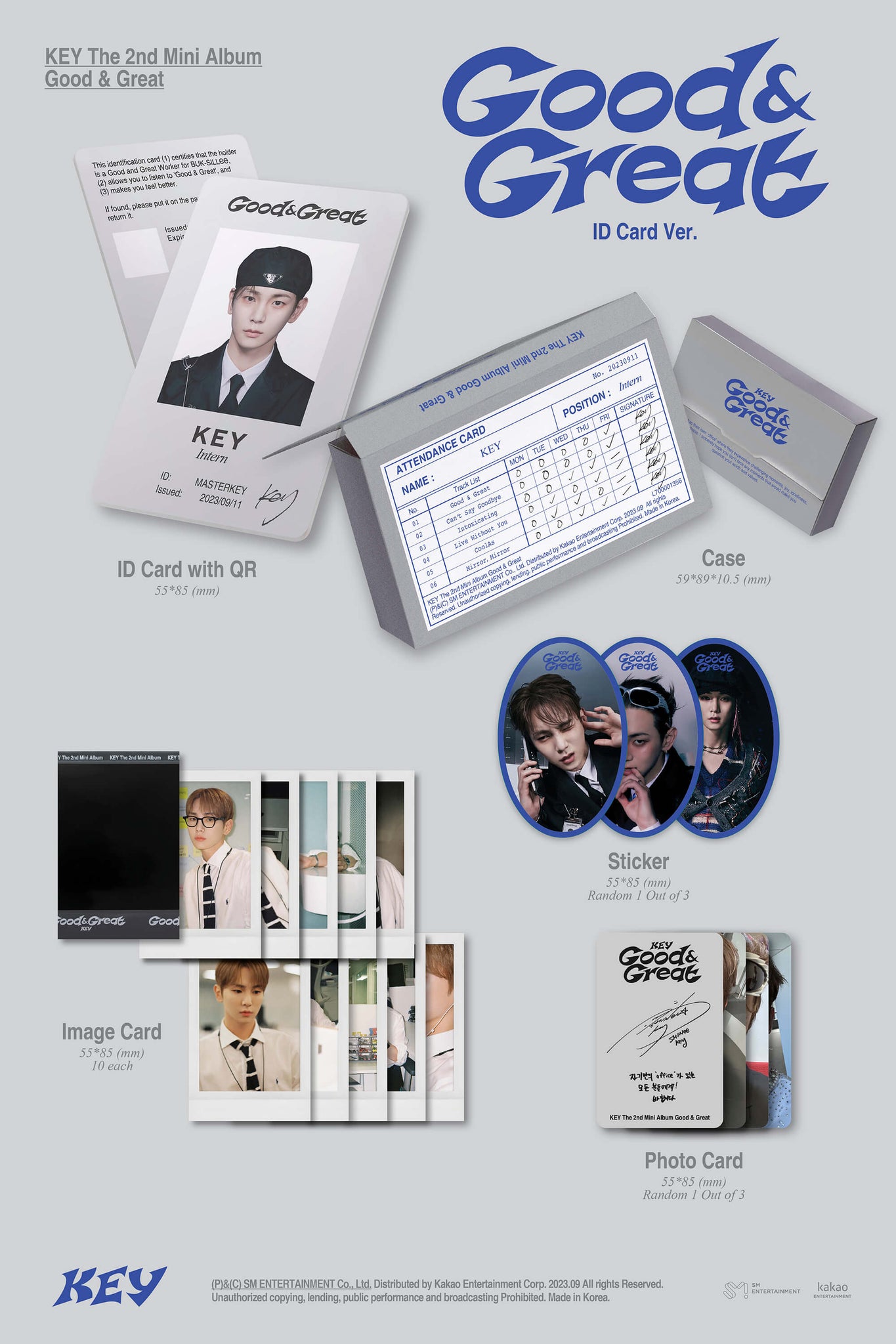 Key 2nd Mini Album Good & Great - ID Card Ver. Inclusions Case QR ID Card Image Cards Sticker Photocard